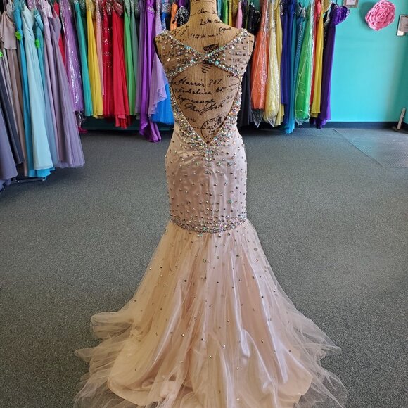 Mori Lee Cream and Silver Prom Dress - Picture 2 of 2